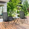 Ensemble de meubles de camp de 2 patio pliant chaise inclinable inclinable camping ajusté noire portable