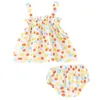 2 pièces Summer Toddler Girl Turnits Set corean mignon mignon dot imprime sans manches coton topshorts de bébé vêtements nés BC1206 240426