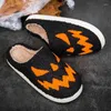 Zapatillas Patrón de calabaza de algodón de algodón cálido de algodón cálido de la pareja de Halloween Halloween