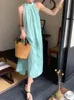 شنقا فستان بلا أكمام للسيدات لتصميم صيفي للسيدات يرتدي تنورة طويلة فضفاضة مع سترة الأمامية والخلفية 240426