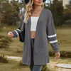 Women's Knits Sweater Green Gray Korean Clothes Knit Cardigan For Women Knitwears Long Sleeve Top Open Stitch Woman Clothing