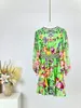 2024 Spring/Summer New Silk Printed Long sleeved Mini Dress