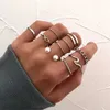 Anéis de banda Lats 10 Punk Silver Wide Chain Ring Conjunto para Moda feminina Irregular Deding Fin Ring Gift 2022 Jóias de dedos Q240427