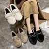 Sapatos casuais Luxunhão Crystal-Nó Cotton Cotton Women Ballerina Sneakers Fleeces Flats Woman Fur Mocassins Round Toe Pooms de pelúcia quente2024