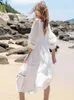 Robes de fête Gypsylady blanc français chic robe élégante V-Colon Coton Lace Crochet Summer Spring Vocation Women Ladies Vestidos