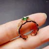 Cluster Rings CoLife Jewelry Vintage Silver Gemstone Ring For Woman 5mm Natural Diopside 925 Chrome