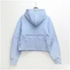 Hoodies للنساء من النوع الثقيل Lu- مصمم خريف عيد الميلاد هودي الشتاء الشتاء من النسيج المليء بالضلع النحيف السترة