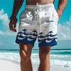 Men's Shorts Wave Splash 3D Print Beach Casual Hawaiian Short Pants For Men Clothes Surfing Vacation Trunks Waves Male Bermudas