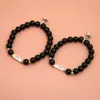 Bracelets de charme 2pcs/conjunto Padrão de amor romântico redonda de miçanga de vilasta magnética