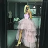 Vestidos de festa Princesa Tutu Tule Saias destacáveis para vestido de baile de casamento Hi-Lo Ruffles Ruffles Removável Normal noite