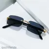 Top Nível Original Cartere Designer Sunglass Novos óculos de sol sem moldura Bolsa feminina Placa de flores Tide Pequenas óculos de sol Caixa de sol