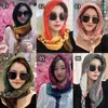 Szaliki długie warkocz przeciwsłoneczny szalik koreański w stylu etnicznym akcesoria do włosów głowa bawełniana liniowa szal plażowa kobiety dziewczęta
