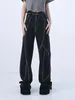 Jeans pour femmes design noir Baggy Mom Woman American Retro surdimensionné 2024 High Waist Straight Tablers Chic Y2K