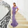 Casual klänningar Eleganta kvinnliga kläder Kvinnor Summer ärmlös lila paljett Cocktail Prom Evening Party Gown Long Maxi Mermaid Dress