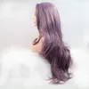 Purple Long Haids Handing Hands Handing Fiber Synthetic Big Wavy mixte Couleur de couleur Fibre chimique Fibre haute température Lace Chemical Fibre Wig Femme Headgear Curly Hair