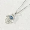 Pendant Necklaces Pendant Necklaces Stone Fatima Eye Necklace With Heart Blue Evil Hamsa Hand For Women Turkish Spiritual Protection J Dhagm