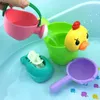 Toys de bain pour bébé 4pcs / Set Baby Bath Toys Rubber Beld Duck Bear Shape Water Waheel Water Spray pour bébé douche