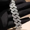 Hip Hop Men Sieraden 925 Zilver 20 mm Cuban Link 4rows Emerald Moissanite Cubaanse kettingschakel