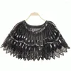 Ethnic Clothing Women Sequin Cape Beaded Bridal Cover Up Evening Party Flapper Deco Free Size Polyester Comfy Fashion