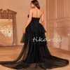 Vestidos de noiva elegantes de sereia preta com trens de espinha cor de espinha 2024 Vestidos de noiva em camadas góticos Gatsby Boho Robe de Mariee Vetiso romântico Novias