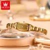 Olevs Slim Thin Watch for Women Luxury Tungsten Steel Band Tonneau Design Square Shape Elegant Diamond Quartz Ladies 240425
