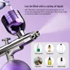 Airbrush Mini Air Brush z zestawem do sprężarki Mini Nano Pistolet Wtryskiwacz tlenowy do paznokci Manicure Makeup Paint Tattoo W-616B 240419