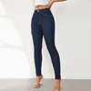 Kvinnors jeans 2024 Spring Elastic Pencil Denim Pants Women Casual Female Cowboy Bottoms High Maisted Dark Blue Skinny Jean Trousers