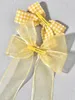 Clips de cheveux 2 pcs mignonnes petite fille épingle à cheveux jaune noue-œuvre tissu tissu et dame Headpiece pour habillage quotidien