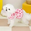 犬のアパレルスモールプリンセスドレスサマーペット服甘いストロベリーパターンスカートボウノットの装飾