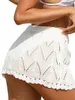 Spódnice Kobiety Silan Knit Dnibring Mini spódnica Stylowy ołówek z wysokiej talii z szydełkowymi detalami - idealna jako okładka kostiumu kąpielowego
