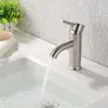 Rubinetti del lavandino da bagno cupc nsf ottone certificato in ottone moderno rubinetto nichel spazzolato a manico singolo lavabo lavatrice tocco senza piombo