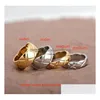 Rings Band Sashion Designer Men Woman Gold Plaked Rose S Sier Rhinestone Celebrity Channel Cogo Crush Wedding Wedding Ringer Amante GIF DHJNF