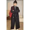 Trench-Coats féminins 2024 Earnom Automne Send Send Send Long Grey Suit Veste Tempérament de banlieue lâche Style Colle