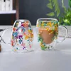 Mugs YWDL 1/2 double walled glass cup with handle heat-resistant tea coffee cup espresso milk cup gift J240428