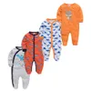 Kavkas Baby Boy Rompers 3/4 Pcs/lot born Cotton Girls Clothes Long Sleeve Summer Soft Jumpsuit O-neck 0-12m Onesie Clothing 240507