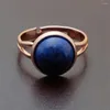 Cluster Rings Vintage Classic Natural Stones Jewelry Simply Lapis Lazuli Charms Copper