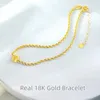 Real 18K Gold Twisted Chain Simple Ball Design Pure AU750 Hemp Rope Armband Fine Jewelry Gift for Women 240424