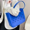 Boggs Beach Bag Waterproof and Washable Handbag Eva Beach Basket Women Picnic Tote Bag Holes Pouch Shopping Shopping Bag 240426