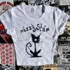 Punk Y2K Baby T -shirt Korte mouw Top Gothic Street T -shirt Dames Star Cat Print Black Summer Emo Rock Girls 240417