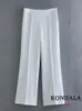Kondala Office Lady White Blazer costumes femmes manches longues V Sabouts de cou Blazerhigh Pantalon de jambe large de la taille large 240423