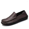 Chaussures décontractées Station européenne Tide marque de mocassins en cuir authentique masculin d'été