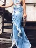 Gonne gonna da donna in denim femminile 2024 estate in alto a vita sexy a fessura anteriore a fessura semplice intrecciata maxi elegante a-line casual a-line