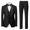Mäns kostymer 2024- (Blazer Waistcoat Pants) Fashion Gentleman Business Casual Trend Wedding Host Double Split Dress Suit 3 Pieces