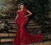 Arabe Robes de soirée scintillantes Sparkly Wear Wear Robes de bal à paillettes rouges volants Forme Deuxième Robes de réception Custom Made7827469