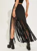 Jupes Lucyshihattu Fringe Fringe bodycon maxi jupe haute taille chain de piégel