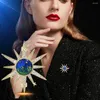 Broches Temperrament Fashion Trend Lovely Starry Sky Star Zircon Gold Brooch Blue Planet Pin Decoration Accessoires Bijoux Cadeaux