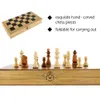 Drewniany zestaw szachy przenośny składany drewniany szachy gier planszowych szachowe szachowniki garnitur dla początkujących szachy