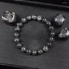 Strand Natural Black Labradorite Beads Bracelet Men Femmes Femmes Vrai Bracelets en pierre Labrador Original Fait de bijoux