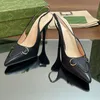 Женские холст Slingback Designer каблуки летняя офисная женская обувь котенок 10,5 см шпильки высокие каблуки сексуальные точки с сандалиями