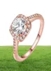 Yhamni originele mode echte roségouden ringen voor vrouwen 1CT 6 mm topkwaliteit rosé goud ring sieraden ar03597886669086322